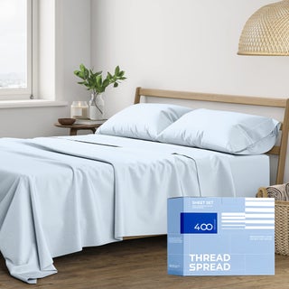 THREAD SPREAD 100% Cotton Sheets King Size - 400 Thread Count 4 Piece 100% Cotton Sheets for King Bed  Deep Pocket King Size Cotton Sheets Set for Hot Sleepers  Soft Cooling Luxury Sheets (Light Blue) - pzsku/Z66479D96332D9A1A9E11Z/45/1749650413/ebe3e8af-6521-4a2f-aa0b-c1bf709e886c