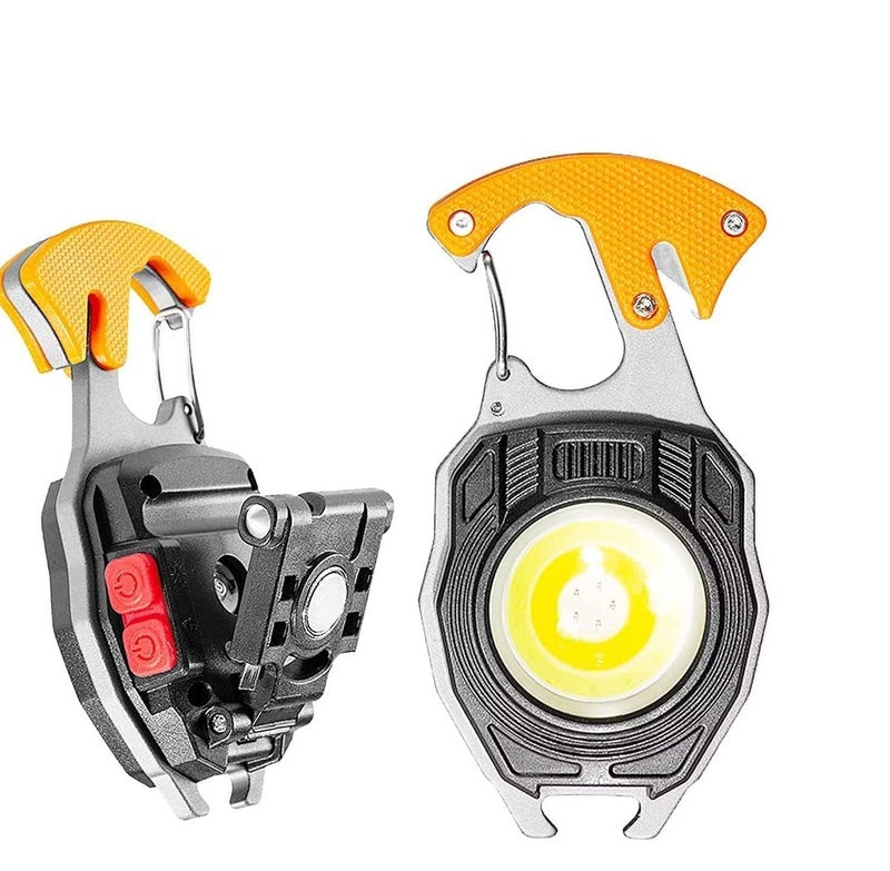 COB LED Multifunctional Keychain Flashlight - 800 Lumens Super Bright Torch - Type-C Rechargeable Emergency Light with Screwdriver, Whistle & Bottle Opener - Image 1