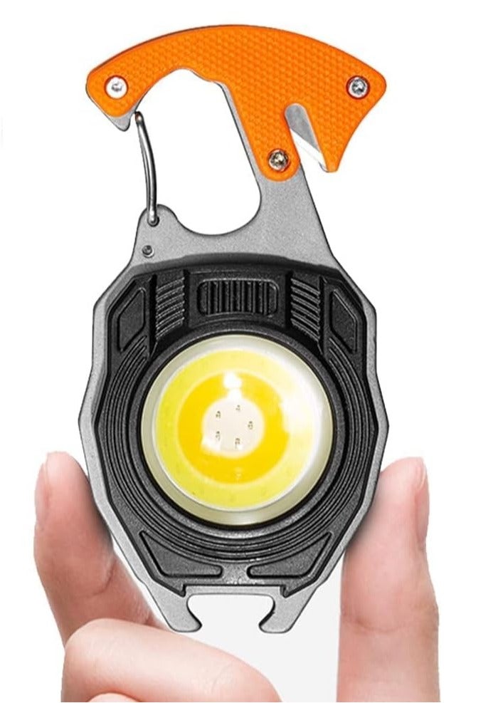 COB LED Multifunctional Keychain Flashlight - 800 Lumens Super Bright Torch - Type-C Rechargeable Emergency Light with Screwdriver, Whistle & Bottle Opener - Image 2