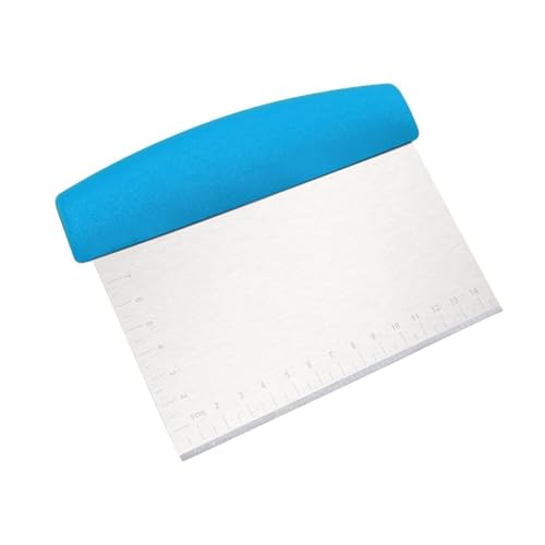 Oicia Bench Cutter Scraper - Stainless Steel Dough Pastry Scraper with Non-Slip Grip for Kitchen Baking, Reusable Cooking Cutting Tools Bench Scraper with Measuring Scale..(Pack of 1Blue) - Image 1