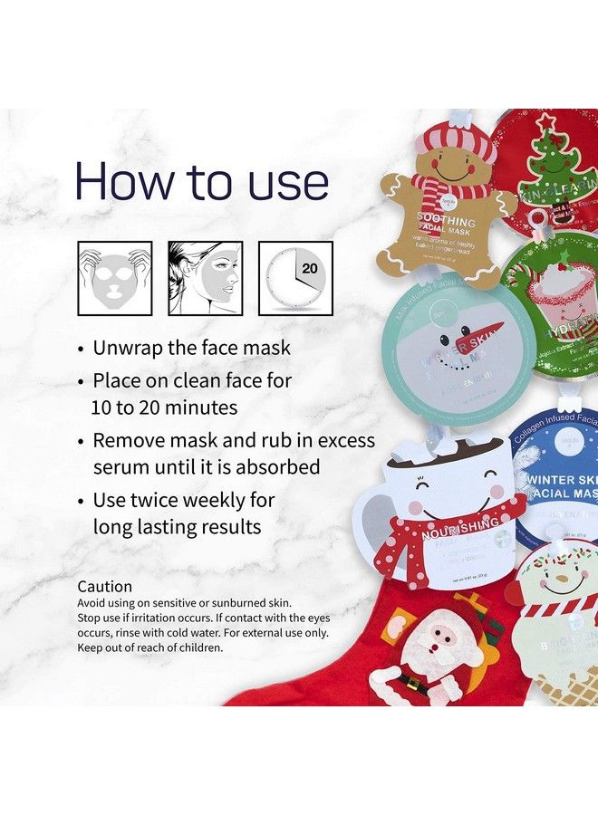 SpaLife Holiday Gift Tags Facial Masks 9 Pack - Image 5