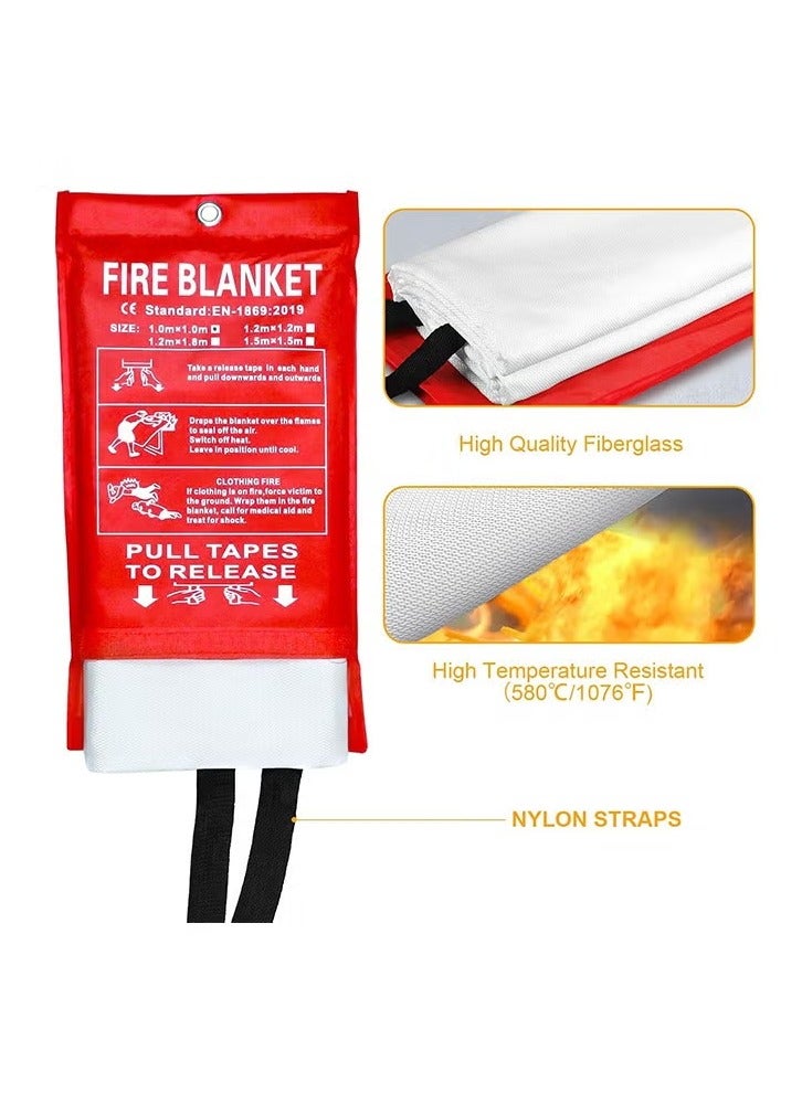 Flame-Resistant Upgrade 1×1m Household Fire Blanket – Heat-Resistant Fiberglass Fire Blanket for Kitchen/Car/Camping/Office (Includes Storage Bag) - Image 3