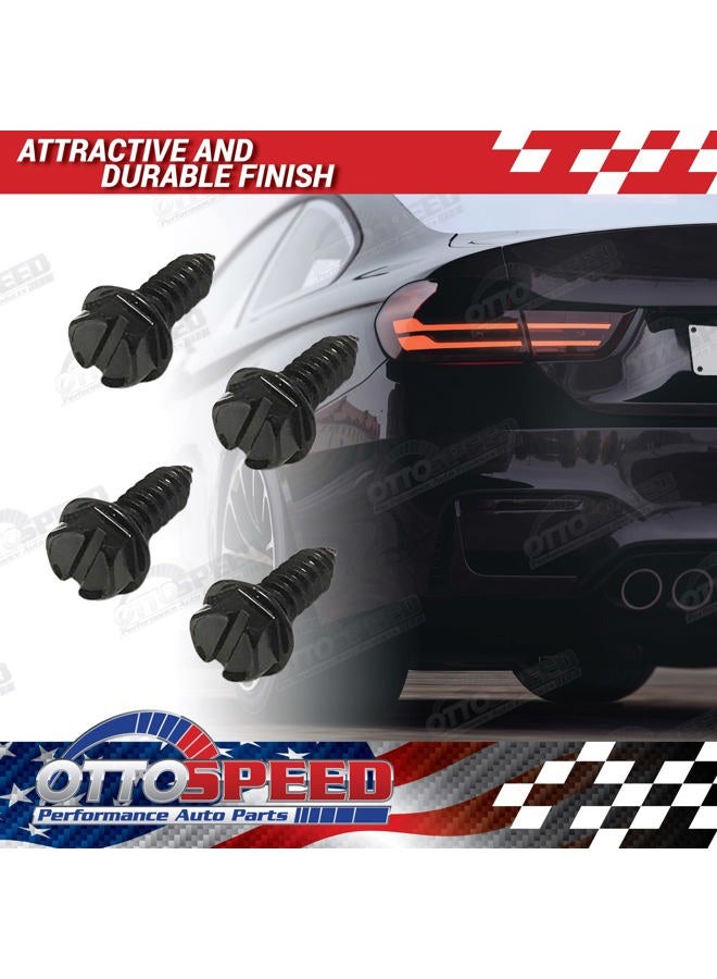 OttoSpeed Black License Plate Screws - OE Style Fastener Kit with Nylon Inserts for Fastening License Plates, Frames & Covers (Black Zinc Plated) - Image 2
