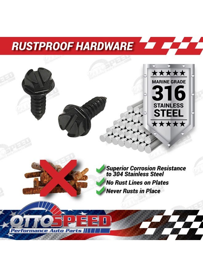 OttoSpeed Black License Plate Screws - OE Style Fastener Kit with Nylon Inserts for Fastening License Plates, Frames & Covers (Black Zinc Plated) - Image 5