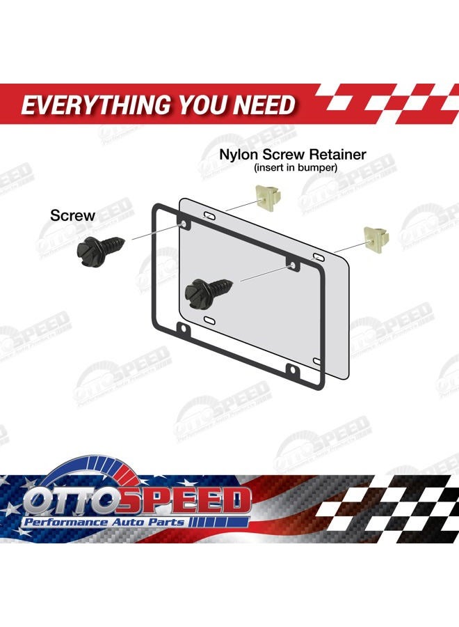 OttoSpeed Black License Plate Screws - OE Style Fastener Kit with Nylon Inserts for Fastening License Plates, Frames & Covers (Black Zinc Plated) - Image 4