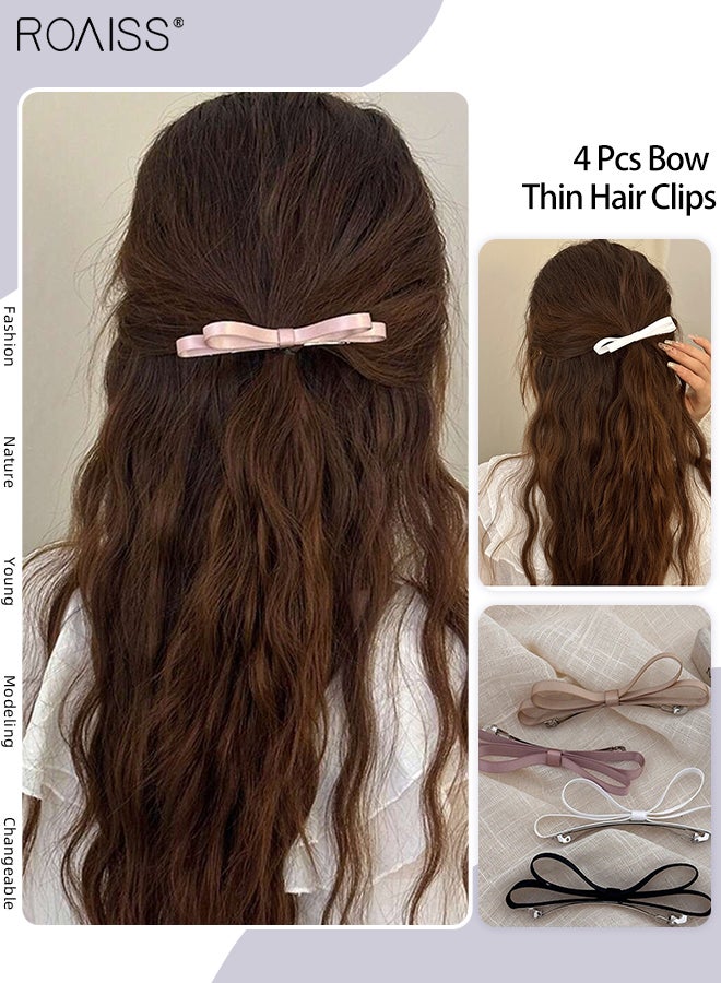رويس إكسسوارات شعر بسيطة للنساء، 4 قطع، تصميم فراشة بسيط، مشابك جانبية لطيفة ومنعشة، مظهر أنيق وعصري، مناسب للارتداء اليومي - Image 1