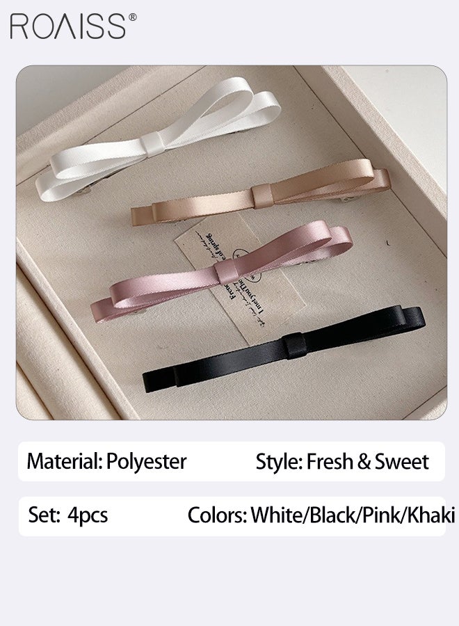 رويس إكسسوارات شعر بسيطة للنساء، 4 قطع، تصميم فراشة بسيط، مشابك جانبية لطيفة ومنعشة، مظهر أنيق وعصري، مناسب للارتداء اليومي - Image 3