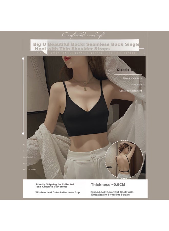 Bejirog U-shaped Beauty Back Bra Women Small Chest Gathered With Chest Pad Outer Wear Vest Integrated Seamless Backless Bra - Image 2