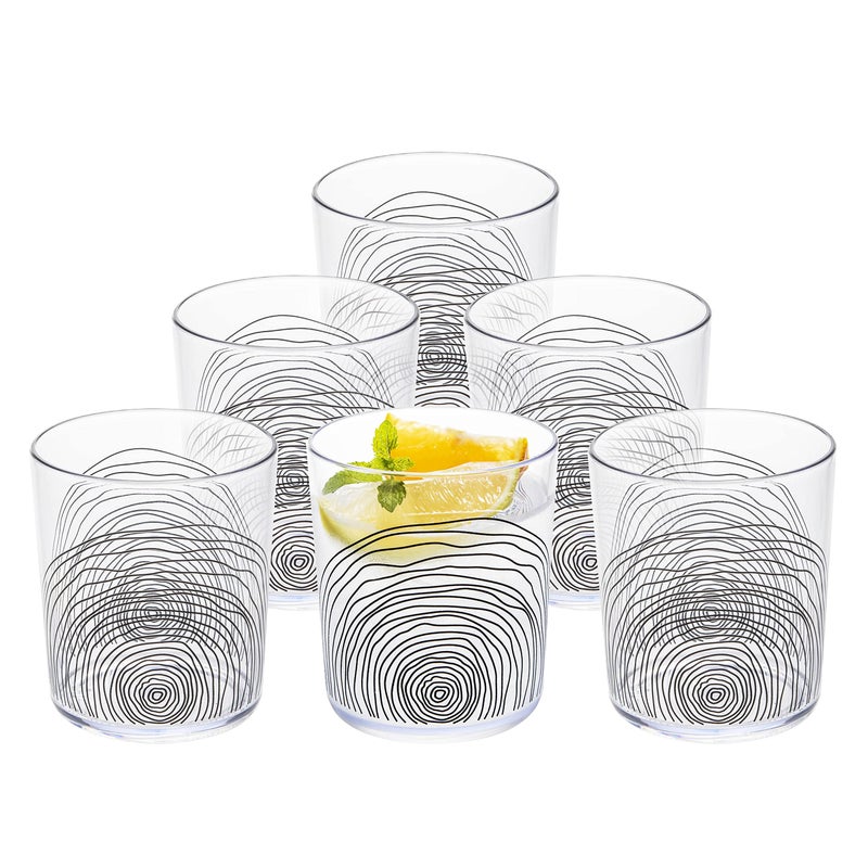bzyoo BPAFree Designed Dishwasher Safe 14 oz Plastic Tumbler Set which is Durable and Stackable Great For Parties Holidays Anniversaries 6 PCS Organica Black