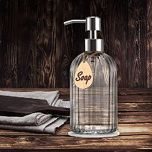Luximal Glass Soap Dispenser, Kitchen Soap Dispenser with Rust Proof Plastic Pump, Bathroom Soap Dispenser for Hand Soap, Soap, Lotion (19 x 7 Cm, 400 ML) (1) - Image 3