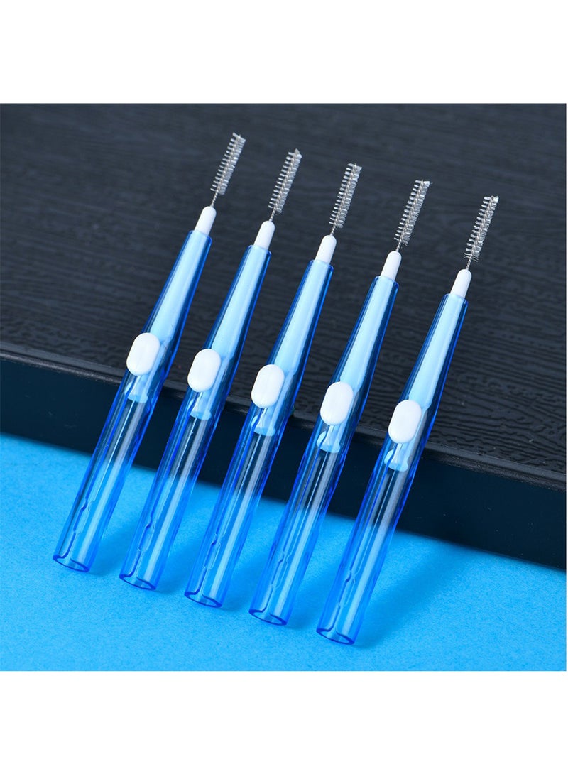 Push-Pull Interdental Brush, I-Shaped Interdental Tooth Flossing for Oral Health, Easy-to-Use Dental Brushes (0.7mm) Blue, 60 PCS - Image 2