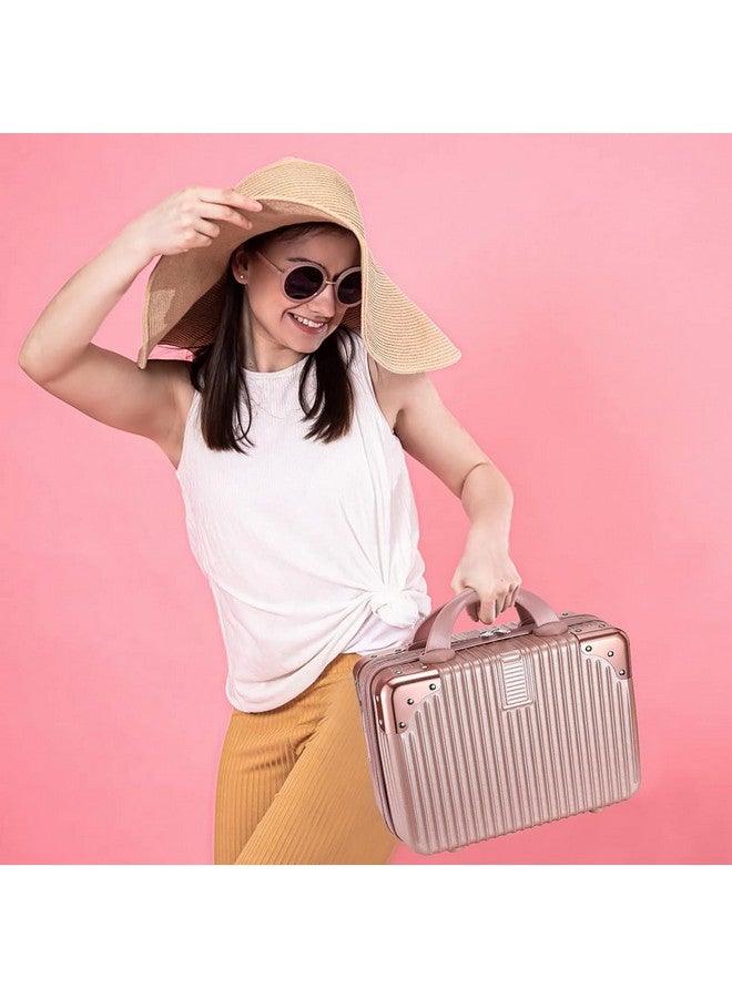 SUNBEET Makeup Case Suitcase, Mini Bag, Mini Hard Shell Travel Luggage, Women Portable Water Proof Carrying Suitcase, Organizer Bag, Small Hard Shell Cosmetic Lugge Bag, Water Proof (B-Rose&Gold) - Image 5