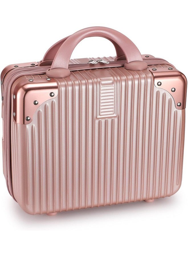 SUNBEET Makeup Case Suitcase, Mini Bag, Mini Hard Shell Travel Luggage, Women Portable Water Proof Carrying Suitcase, Organizer Bag, Small Hard Shell Cosmetic Lugge Bag, Water Proof (B-Rose&Gold) - Image 1
