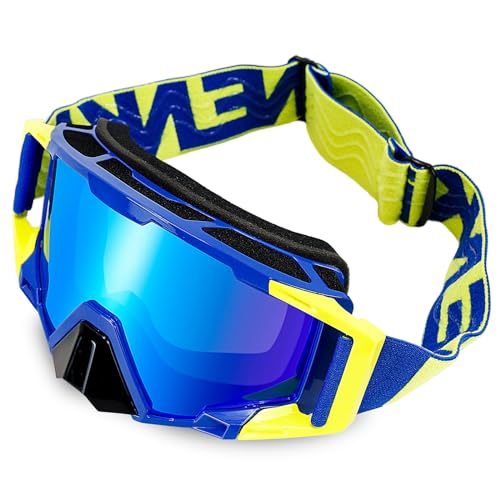 NENKI Motocross Goggles with Nose Cover  MX ATV Off Road Dirt Bike Goggles for Unisex Adults Blue Lens