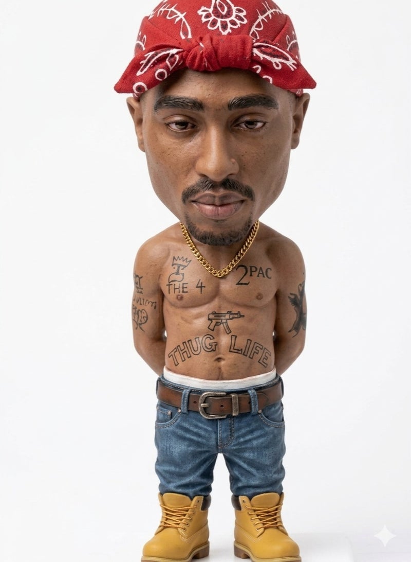 A commemorative art sculpture depicting the legendary rapper Tupac Shakur (2Pac) in a realistic and detailed design. - Image 1