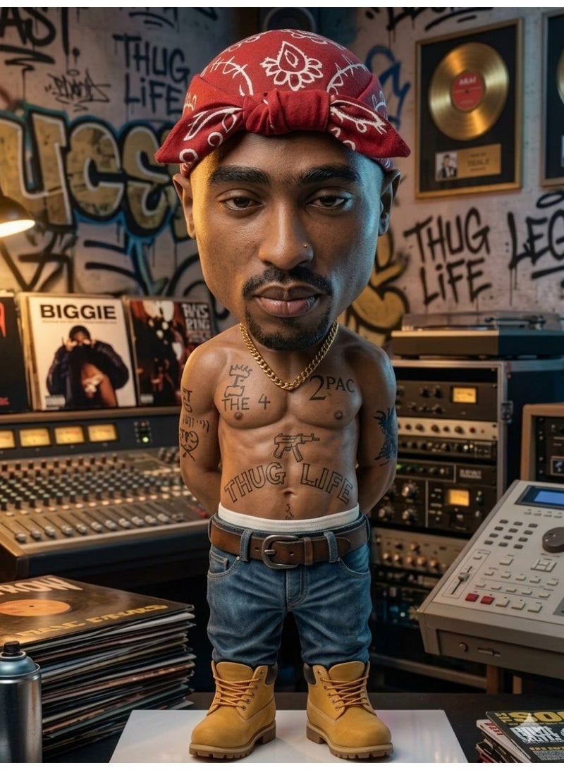 A commemorative art sculpture depicting the legendary rapper Tupac Shakur (2Pac) in a realistic and detailed design. - Image 3