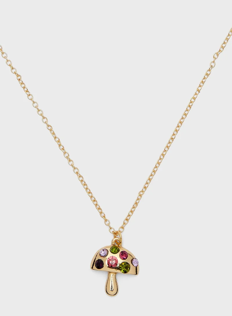 Ginger Novelty Mushroom Pendant Necklace