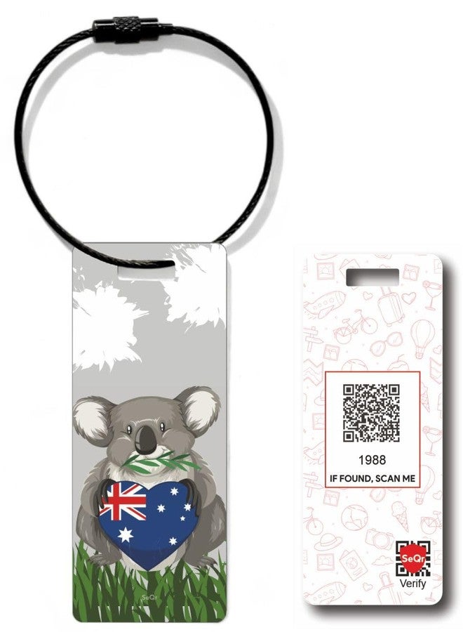 SeQR Smart Lost & Found Luggage Tag - Metal QR Travel ID Tag with Wire Cable for Suitcase, Backpack, Stroller, Golf Bag - Scan & Find Digital Souvenir Tag - Smart Travel Accessory/Australia Souvenir - Image 1