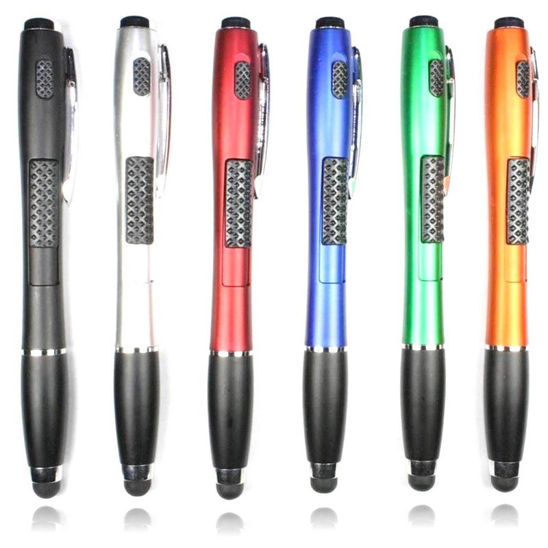 SuperGuardZ Stylus Pen [6 Pcs], 3-in-1 Multi-Function Touch Screen Pen (Stylus + Ballpoint Pen + LED Flashlight) for Smartphones Tablets iPad iPhone Samsung etc - Image 1