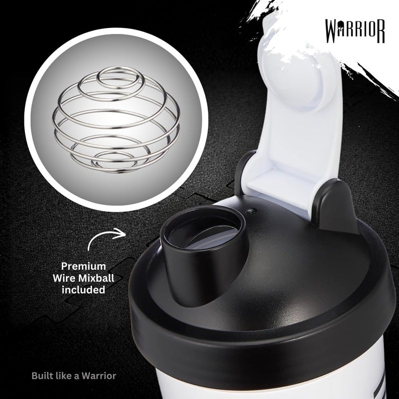 Warrior Protein Shaker Bottle, Includes Wire Mixball Blender – 600ml – Perfect for Mixing Powdered Shakes, Clear, BPA Free, Dishwasher Safe - Image 2