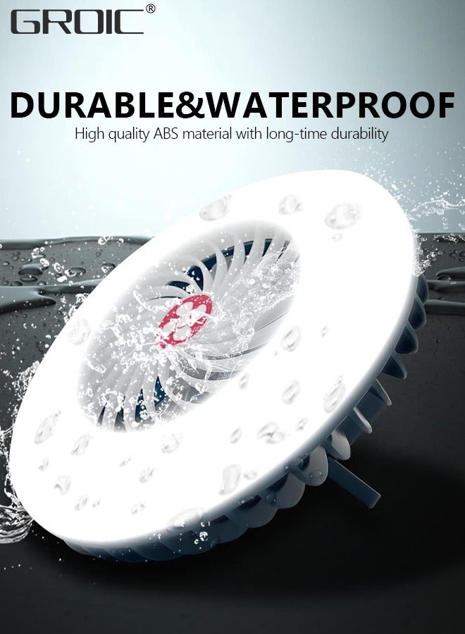 GROIC Portable Camping Fan with LED Lantern, USB Rechargeable Waterproof Tent Fan with Hanging Hook Survival Kits for Indoor Outdoor Hiking Car Office Desk Outdoor Emergency Power Outage - Image 3