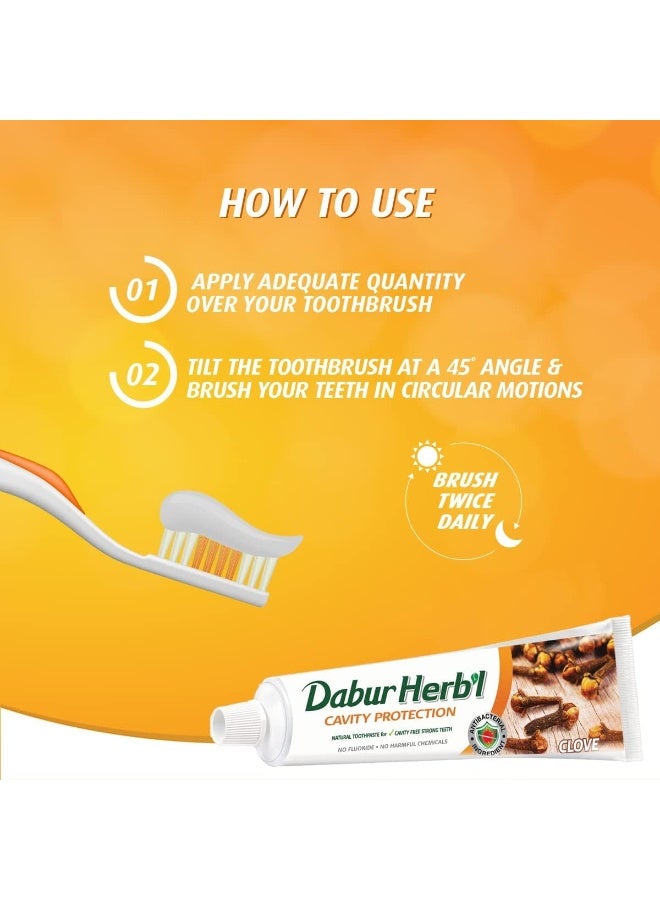 دابر معجون أسنان دابور العشبي الصغير بخلاصة القرنفل لحماية الأسنان من التسوس (10 قطع × 20 غرام) | حجم مناسب للسفر | معجون أسنان طبيعي خالٍ من الفلورايد لحماية الأسنان من التسوس وأسنان قوية | عبوة اقتصادية - Image 3