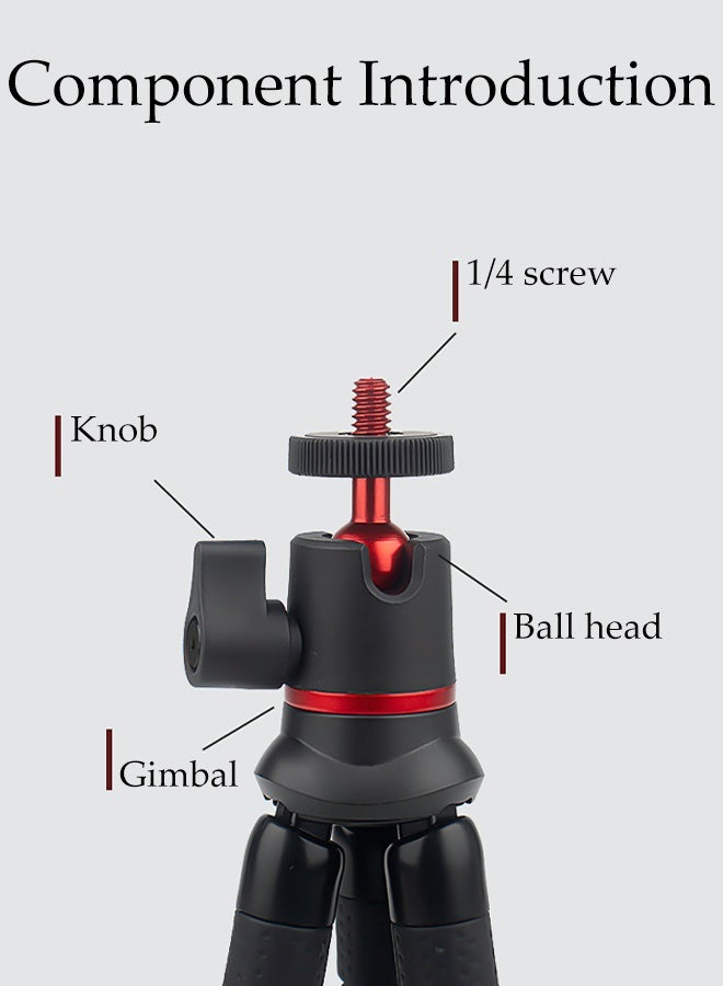 DUNISO Flexible Mini Tripod Holder Tabletop Travel Portable and Flexible Camera Stand Holder with Gopro Accessories, Phone Clip, and Bluetooth Remote Control Portable Octopus Camera Gorrila Pod Bendy Legs Grip for Phones, Webcam, Camcorder  - Image 5