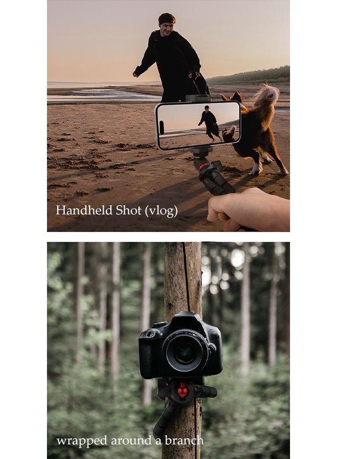 DUNISO Flexible Mini Tripod Holder Tabletop Travel Portable and Flexible Camera Stand Holder with Gopro Accessories, Phone Clip, and Bluetooth Remote Control Portable Octopus Camera Gorrila Pod Bendy Legs Grip for Phones, Webcam, Camcorder  - Image 2