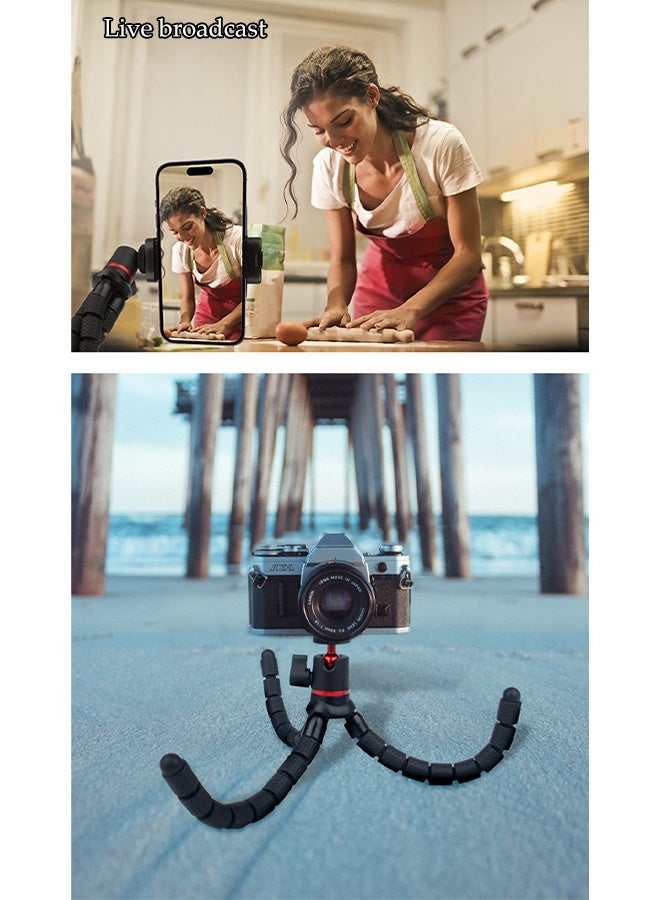 DUNISO Flexible Mini Tripod Holder Tabletop Travel Portable and Flexible Camera Stand Holder with Gopro Accessories, Phone Clip, and Bluetooth Remote Control Portable Octopus Camera Gorrila Pod Bendy Legs Grip for Phones, Webcam, Camcorder  - Image 3