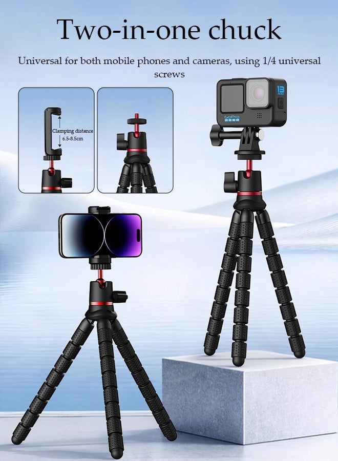 DUNISO Multi-functional Flexible Tripod Camera Tripod Portable Phone Tripod Holder with Gopro Accessories, Phone Clip, and Bluetooth Remote Control Small Travel Tripod Phone Stand Selfie Stick Octopus Camera Grip  Phone Tripod for Phones, Webcam, Camcorder - Image 3