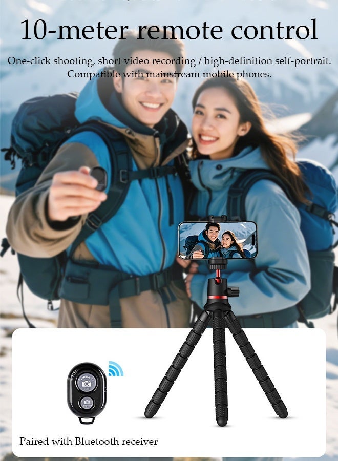 DUNISO Multi-functional Flexible Tripod Camera Tripod Portable Phone Tripod Holder with Gopro Accessories, Phone Clip, and Bluetooth Remote Control Small Travel Tripod Phone Stand Selfie Stick Octopus Camera Grip  Phone Tripod for Phones, Webcam, Camcorder - Image 5