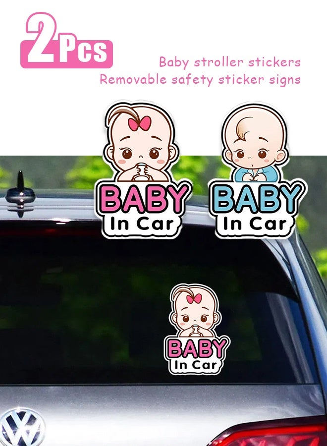 ملصقان للسيارة عليها صورة طفلة، ملصق سيارة للأطفال، ملصق أمان قابل للإزالة، ملصق نافذة سيارة لطيف للأطفال، ملصقات داخل السيارة - Image 1