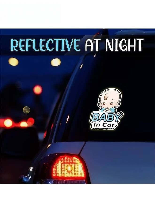 ملصقان للسيارة عليها صورة طفلة، ملصق سيارة للأطفال، ملصق أمان قابل للإزالة، ملصق نافذة سيارة لطيف للأطفال، ملصقات داخل السيارة - Image 3