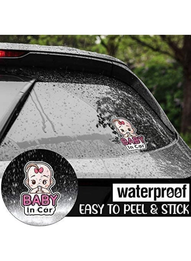 ملصقان للسيارة عليها صورة طفلة، ملصق سيارة للأطفال، ملصق أمان قابل للإزالة، ملصق نافذة سيارة لطيف للأطفال، ملصقات داخل السيارة - Image 4