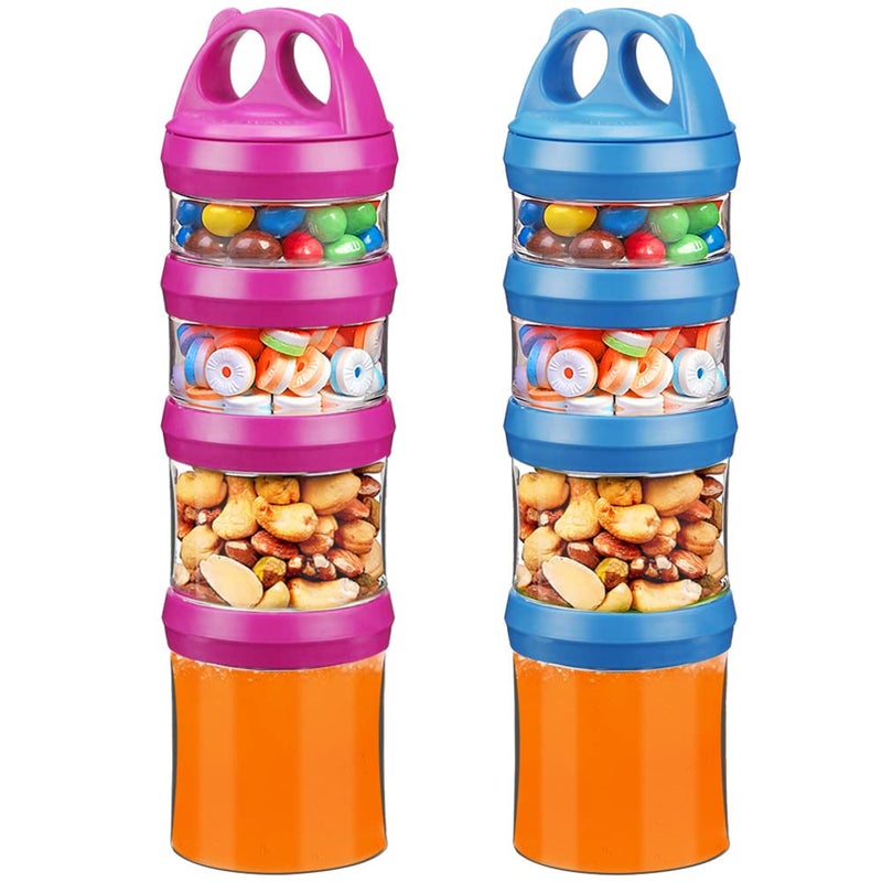 BeneLabel Stackable Food Storage Containers with Twist Lock System - BPA-Free Tritan Containers for Travel, Formula, Protein Powder, Snacks - Leakproof & Dishwasher Safe (Red and Blue, 31oz per) - Image 1