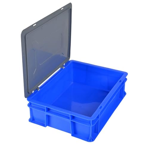 SES QTek Plastic Crate with Lid, 400x300x120 MM Multipurpose Plastic Crate with LidHeavy Duty Blue Portable Crates for storage | Shelf Basket for Large Storage Bin | Vegetable, Fruit, Pack Of 1 PCS - Image 2