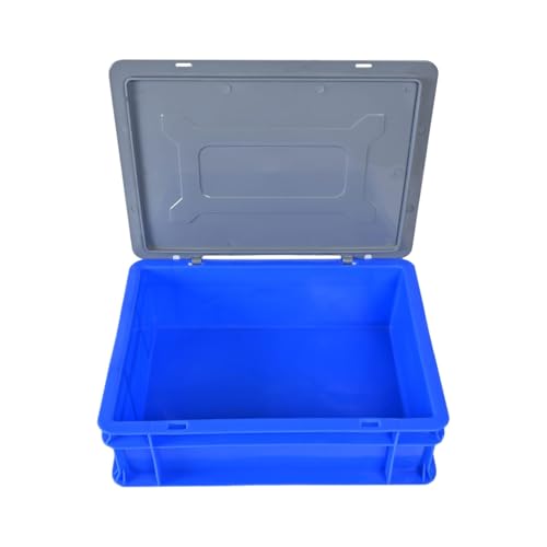 SES QTek Plastic Crate with Lid, 400x300x120 MM Multipurpose Plastic Crate with LidHeavy Duty Blue Portable Crates for storage | Shelf Basket for Large Storage Bin | Vegetable, Fruit, Pack Of 1 PCS - Image 1