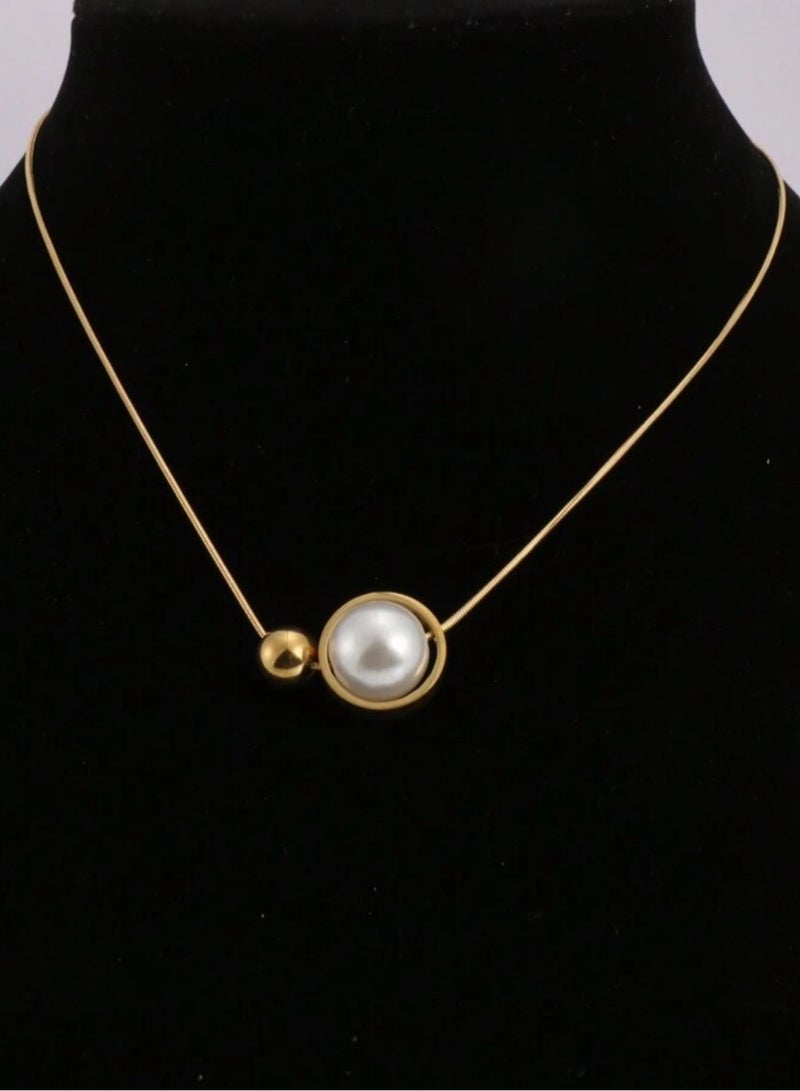 إيكوال سلسال نسائي أنيق من الاستانلس ستيل مطلي باللون الذهبي - Image 1