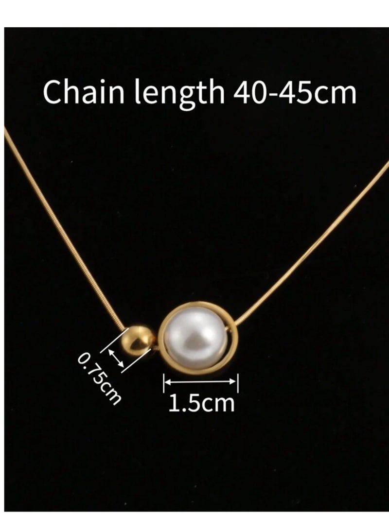 إيكوال سلسال نسائي أنيق من الاستانلس ستيل مطلي باللون الذهبي - Image 5