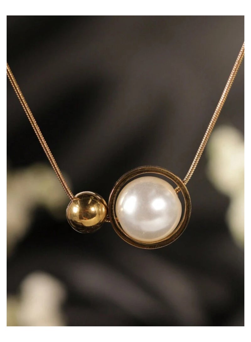 إيكوال سلسال نسائي أنيق من الاستانلس ستيل مطلي باللون الذهبي - Image 2