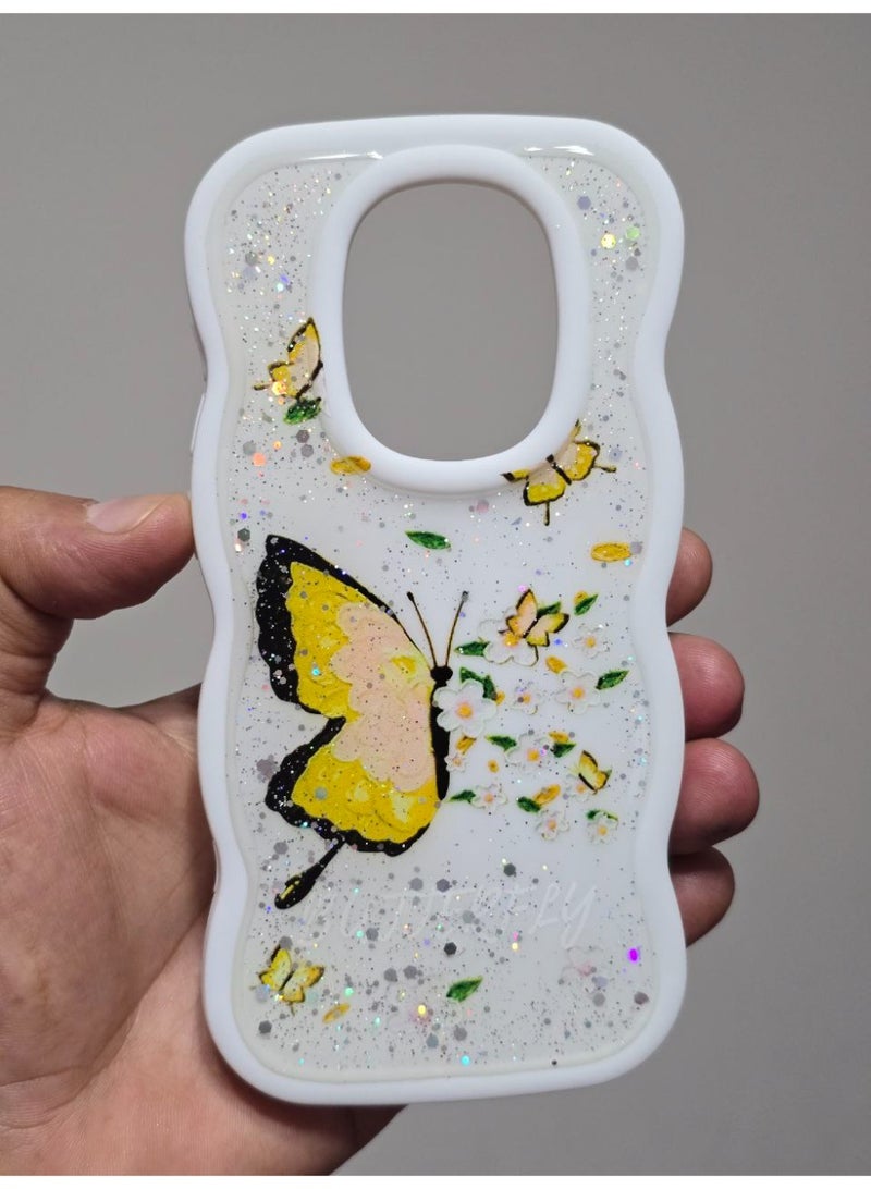 غطاء خلفي مطبوع عليه فراشه و مكتوب عليه Butterfly متوافق  مع هاتف شاومي ريدمي نوت 9 - Image 1