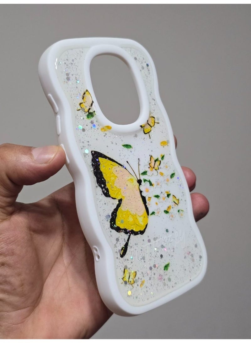 غطاء خلفي مطبوع عليه فراشه و مكتوب عليه Butterfly متوافق  مع هاتف شاومي ريدمي نوت 9 - Image 2