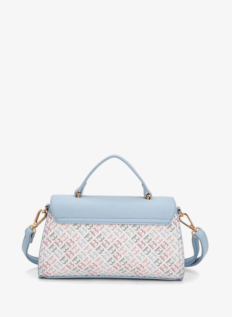 Flora Bella By Shoexpress Floral Bella Monogram Print Satchel Bag with Detachable Strap - Image 5