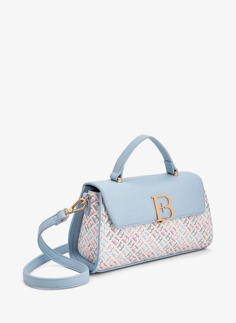 Flora Bella By Shoexpress Floral Bella Monogram Print Satchel Bag with Detachable Strap - Image 3