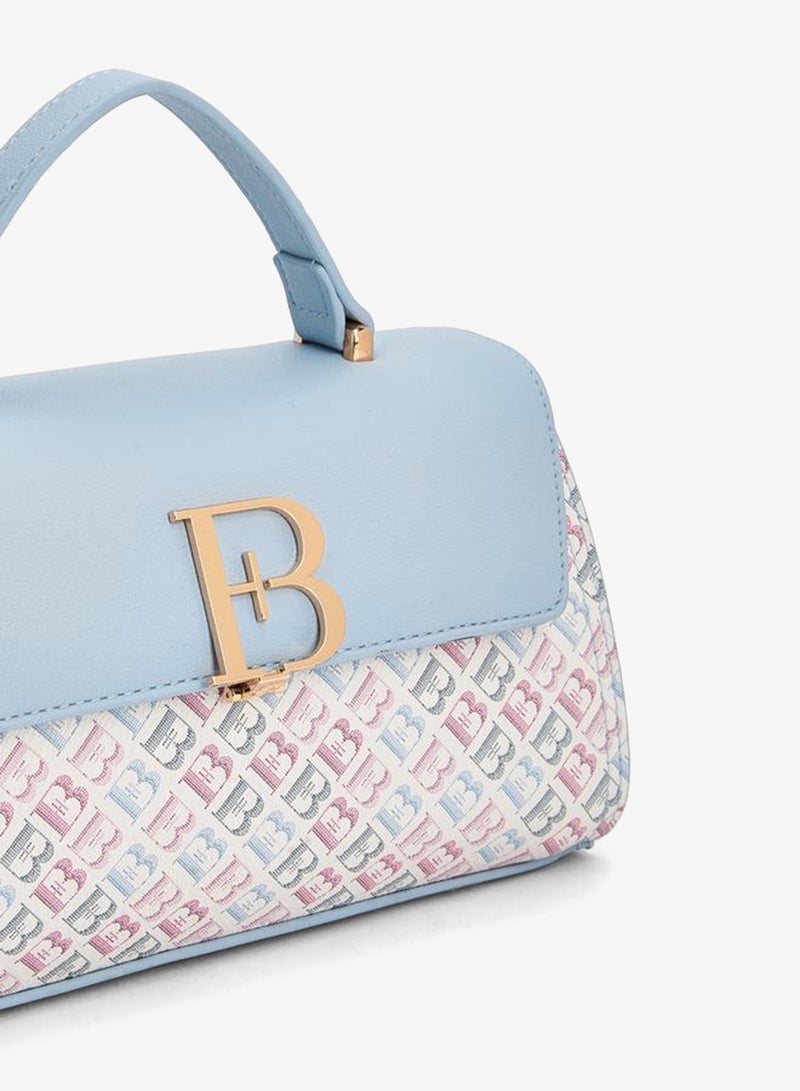 Flora Bella By Shoexpress Floral Bella Monogram Print Satchel Bag with Detachable Strap - Image 4