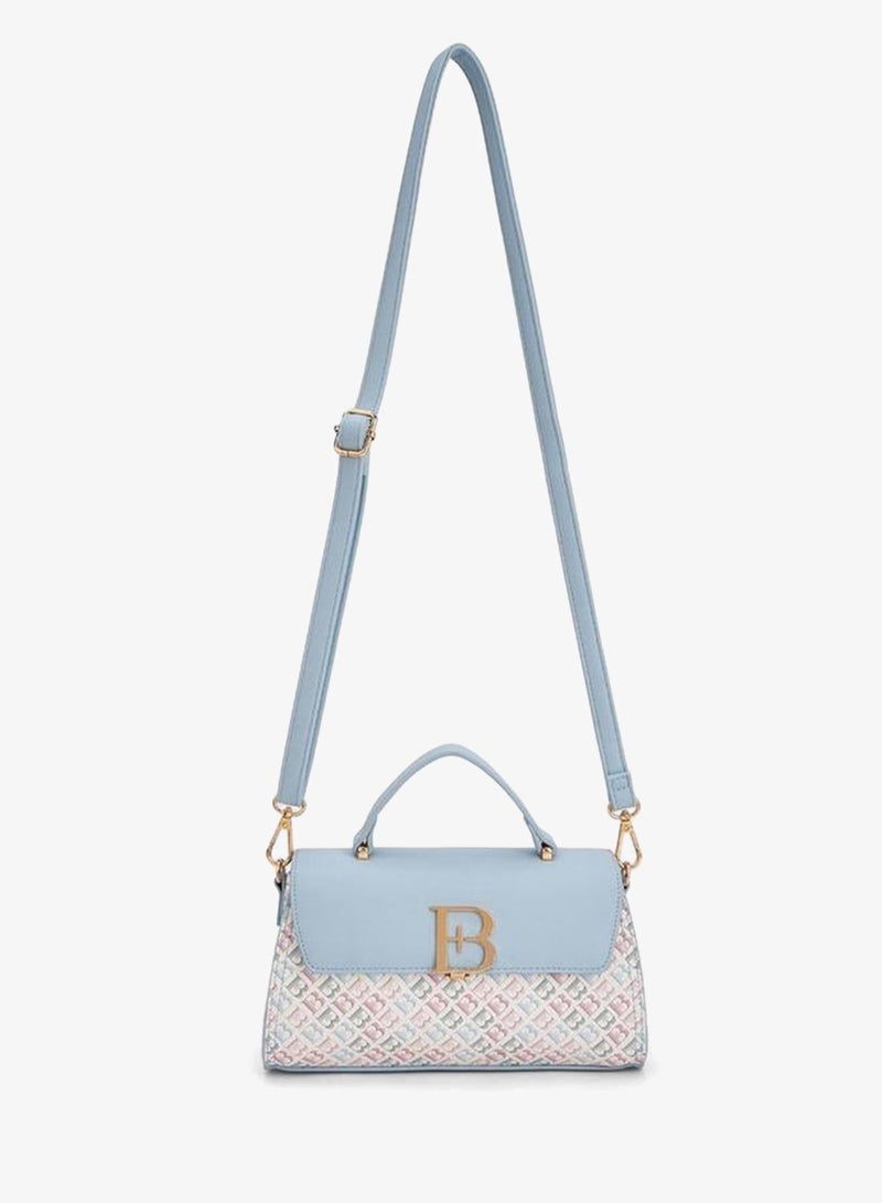 Flora Bella By Shoexpress Floral Bella Monogram Print Satchel Bag with Detachable Strap - Image 2