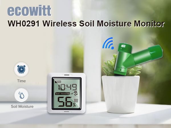 ECOWITT ECOWITT WH0291 Soil Moisture Tester Plant Soil Moisture Sensor Meter with Digital LCD Display  - Image 5