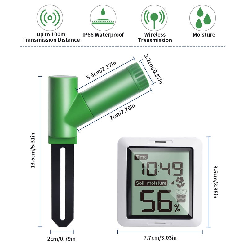 ECOWITT ECOWITT WH0291 Soil Moisture Tester Plant Soil Moisture Sensor Meter with Digital LCD Display  - Image 2