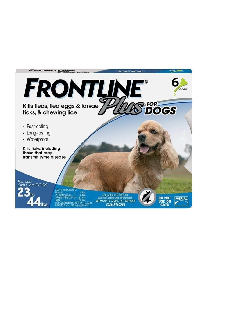Frontline - Plus for Dogs Medium Dog (23-44 pounds) Flea and Tick Treatment, 6 Doses - Image 1