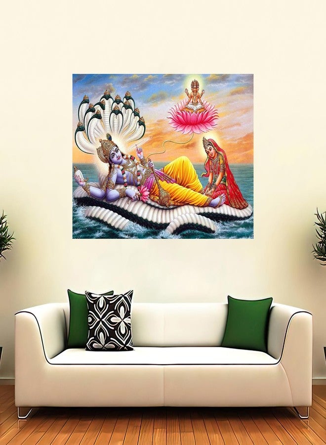 wallpics® Lord Vishnu with Laxmi MATA Waterproof Vinyl Sticker Poster || (12X18 inches) can2836-1 - Image 4